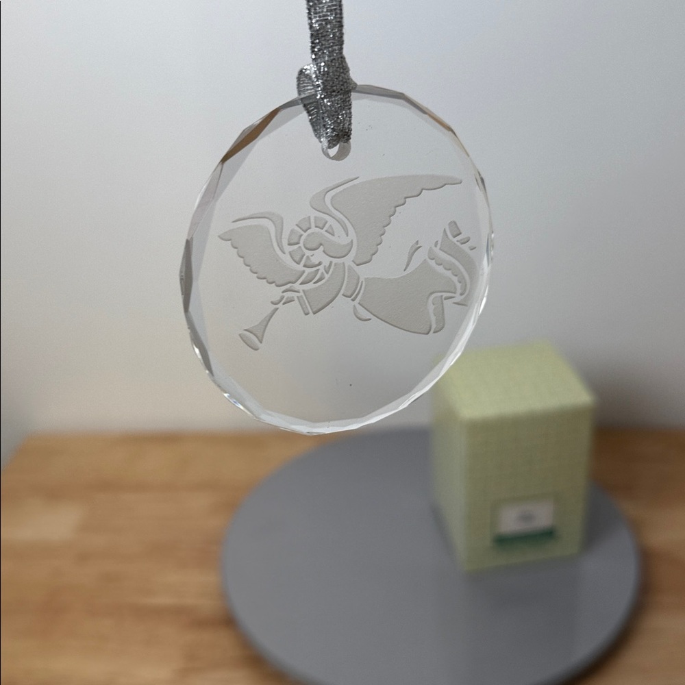 Vintage | holiday | Cut Crystal Angel Ornament with Silver Ribbon| NEW